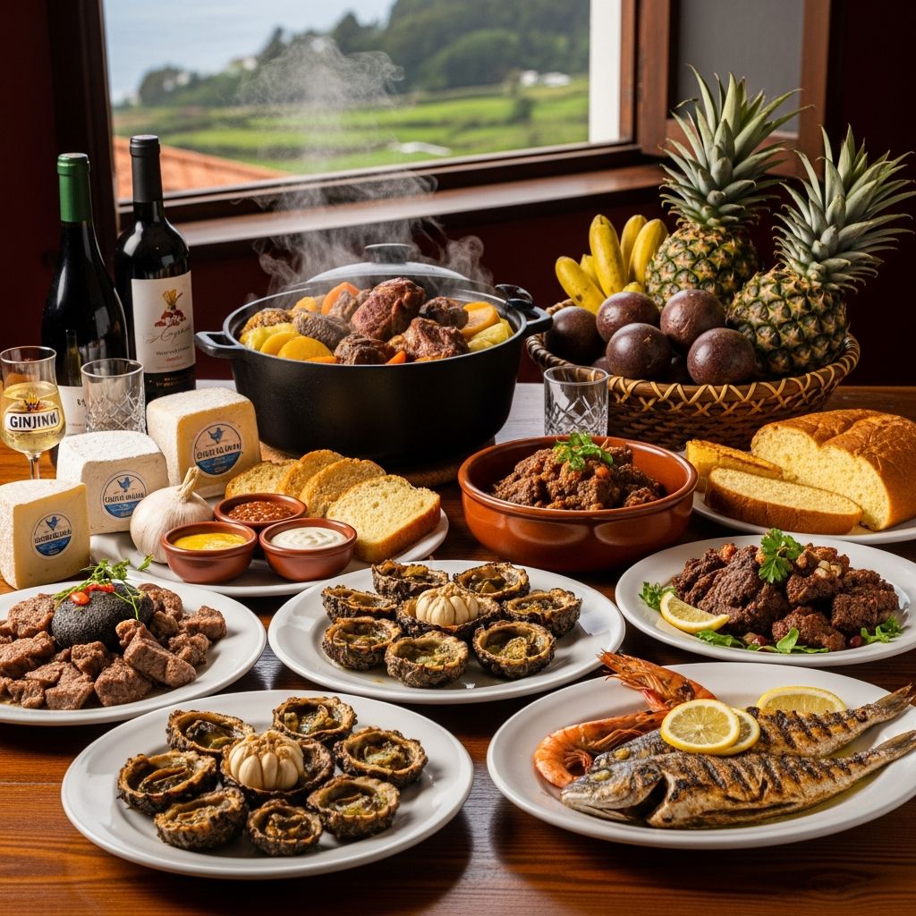 Discover the Azores' unique flavors from volcanic stews to fresh seafood and island wines in this comprehensive food guide.