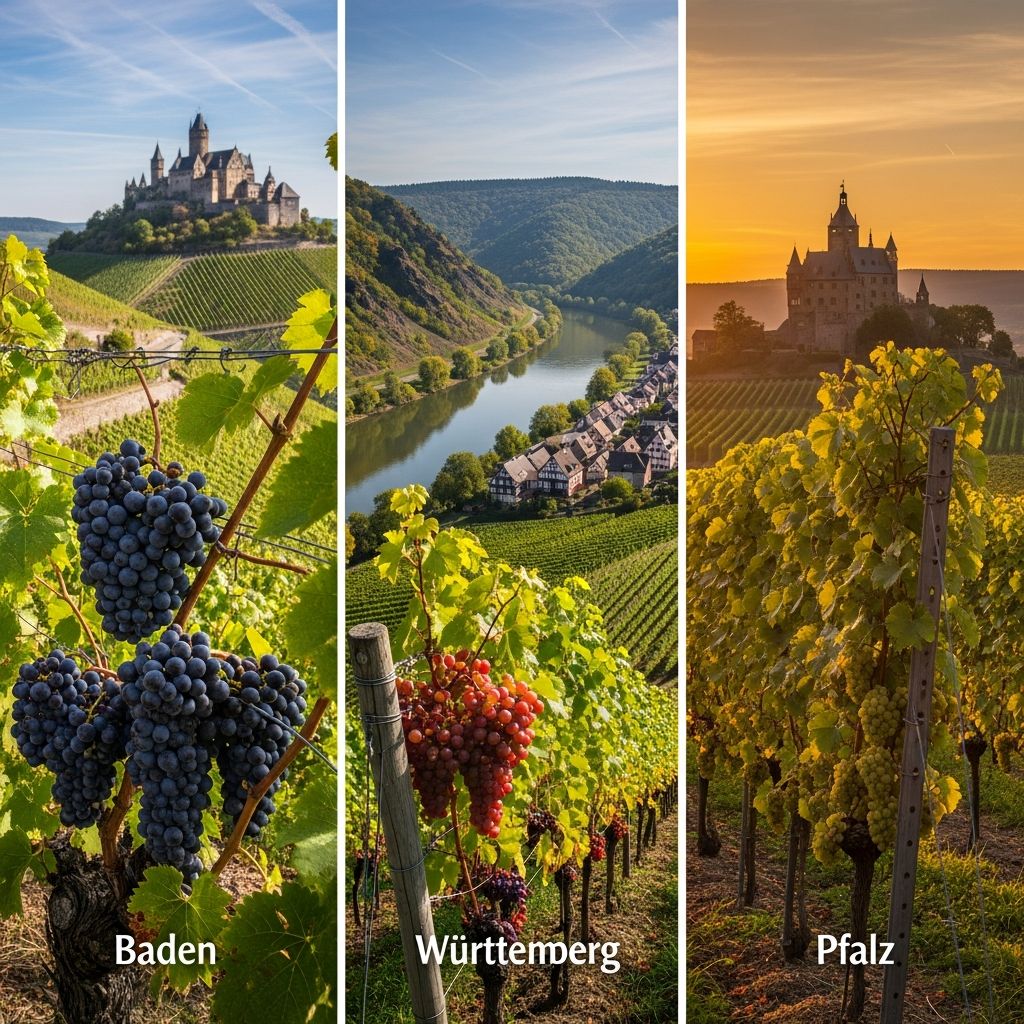 Discover the sun-kissed vineyards of Baden, Württemberg, and Pfalz—Germany's underrated wine regions brimming with bold reds, crisp whites, and scenic beauty.