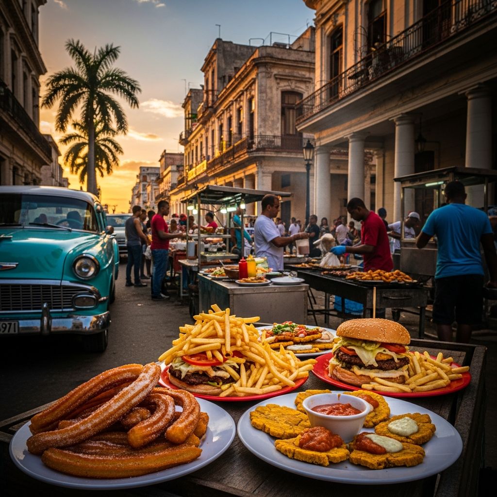 Discover the vibrant world of Old Havana's street eats, from crunchy fritters to sweet churros, blending local flavors with cultural insights on a flavorful adventure.