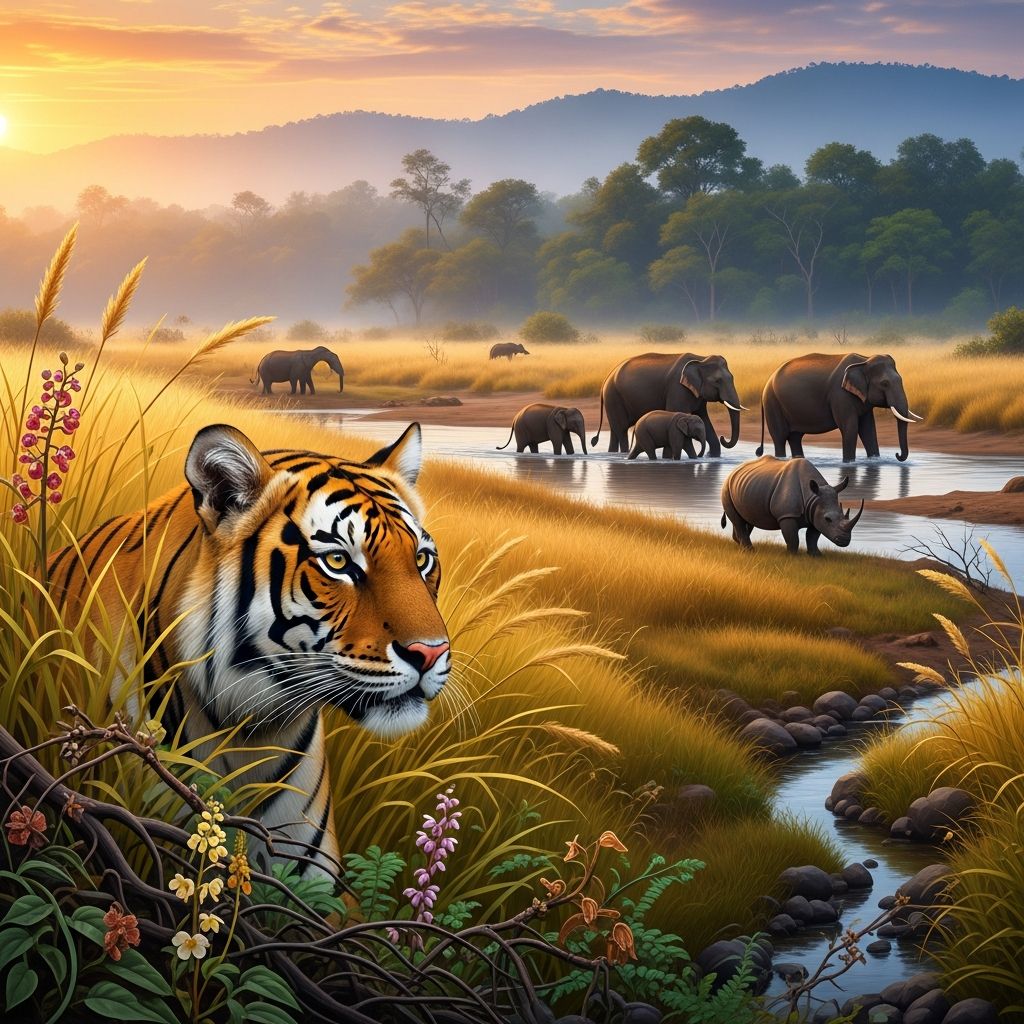 Discover the wild heart of India through its premier national parks, teeming with tigers, rhinos, and rare ecosystems waiting for your exploration.