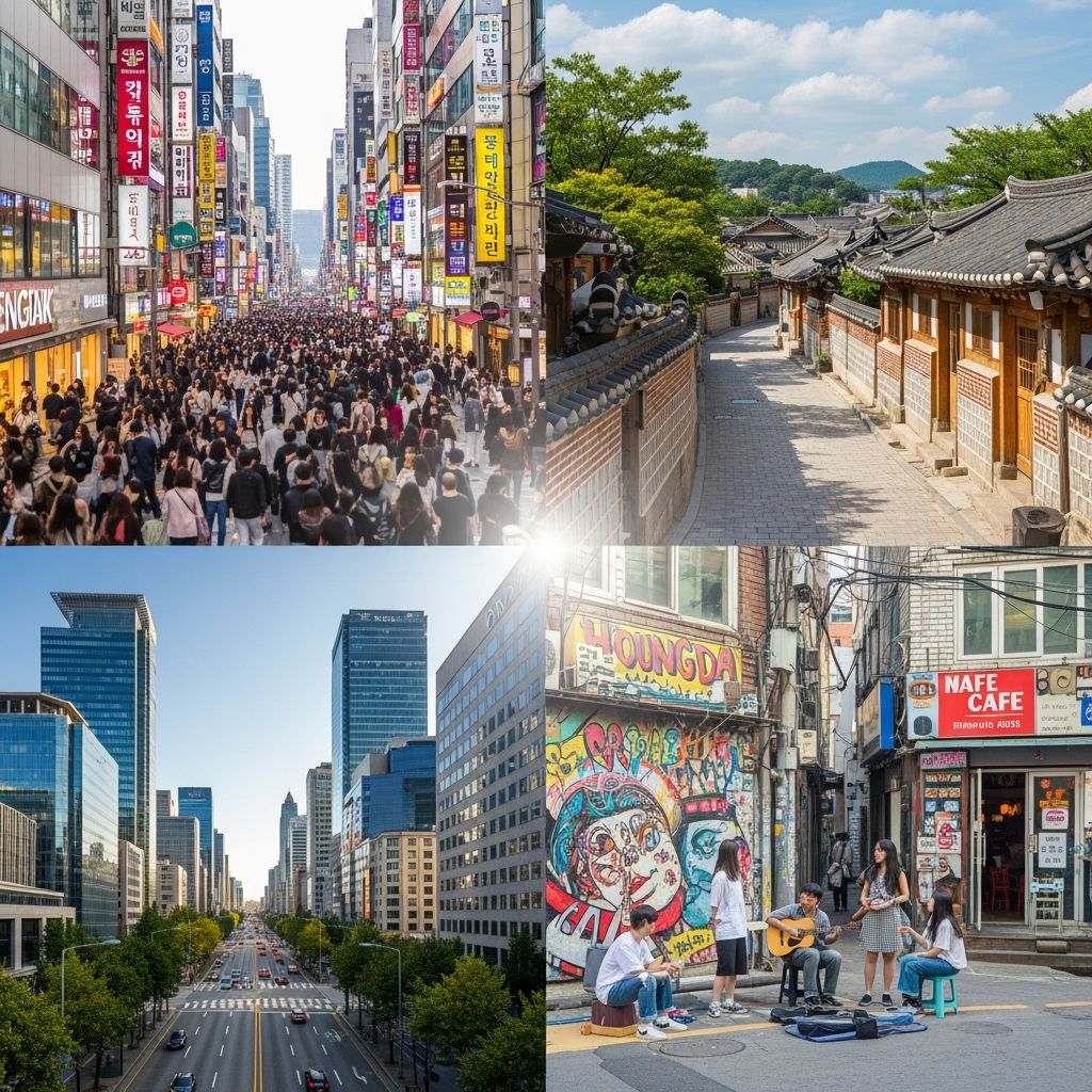 Discover Seoul's most vibrant districts, from historic hanok villages to trendy industrial hotspots, perfect for first-timers and locals alike.