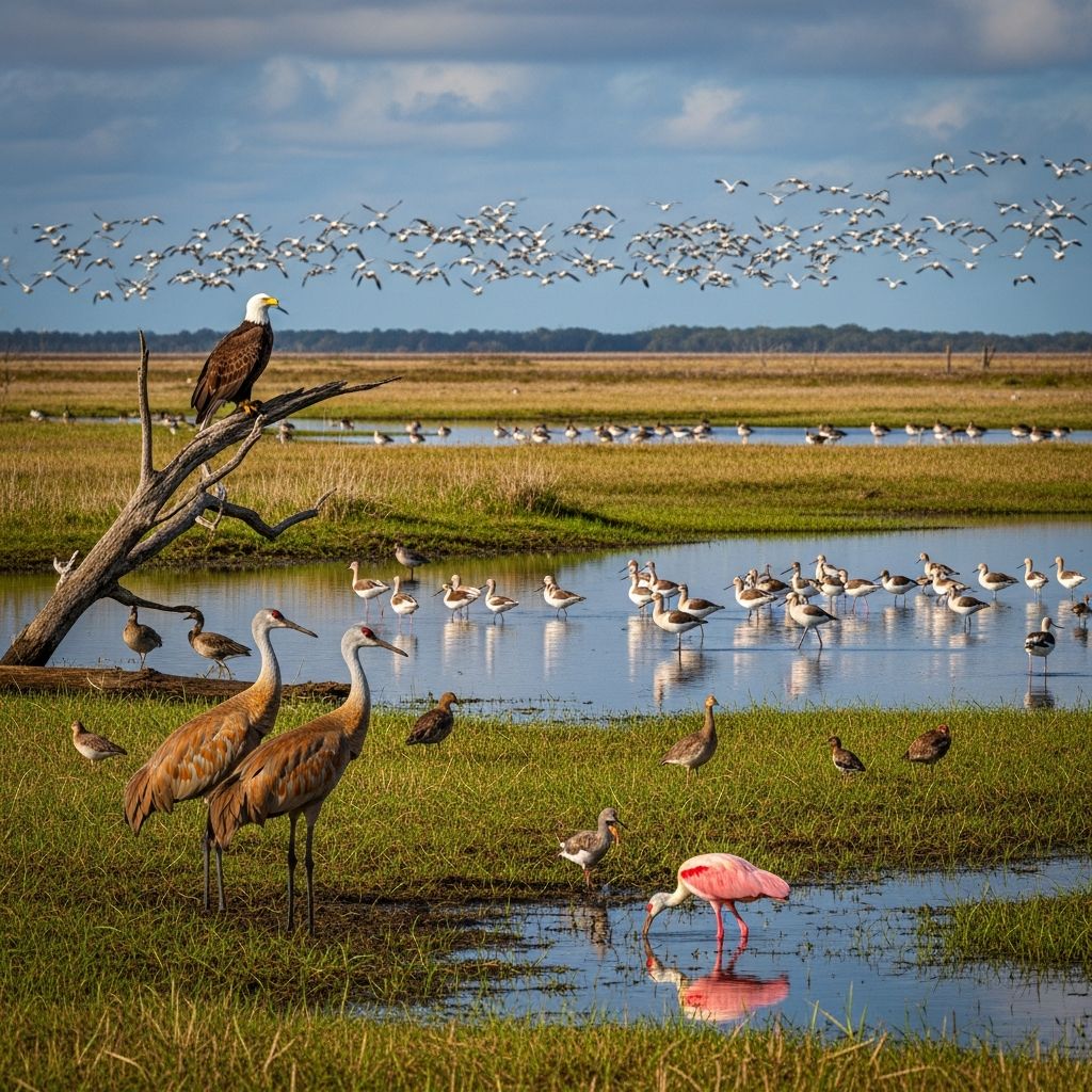 Discover the premier birdwatching hotspots across America, from coastal wetlands to mountain peaks, teeming with diverse species year-round.