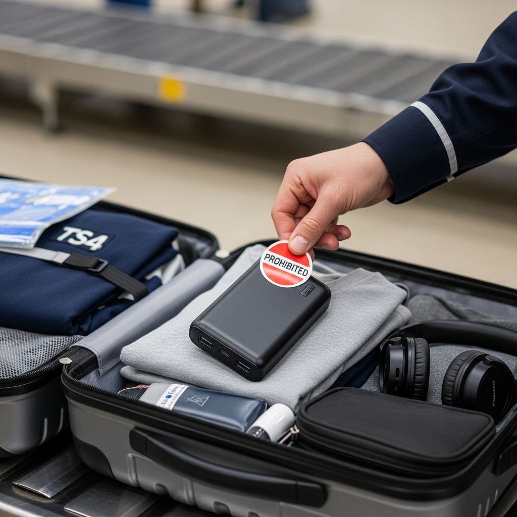 New TSA rules require portable chargers in carry-on only to prevent fire risks from lithium-ion batteries during flights.