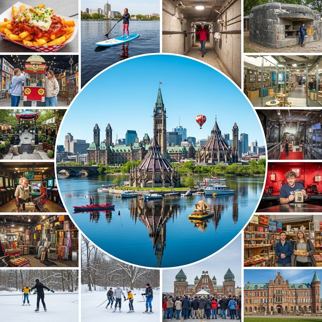 Discover Ottawa's hidden quirks beyond Parliament Hill with thrilling rafting, secret bunkers, and local haunts that reveal the capital's playful side.